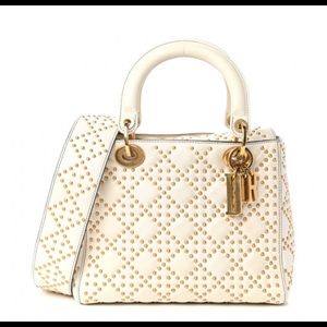 Christian Dior calfskin cannage brass studded medium Lady DIOR